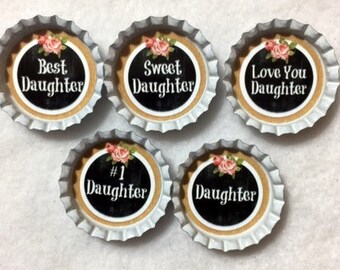 Customized Set of 5 Daughter Bottle Cap Magnets