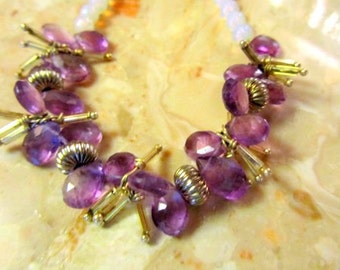 Amethyst and Moonstone Crystal Necklace