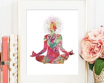 75% OFF SALE - Yoga Pose - 8x10 Yoga Art, Yoga Print, Yoga Artwork, Printable Wall Art, Home Decor, Yoga Wall Decor, Yoga Wall Art, Gym Art