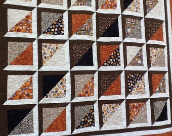 Wild Cats King Size Quilt, Cat Quilt, Handmade Bed Quilt, Cat Lovers Quilt, 96x98, brown white gold green