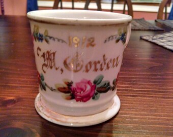 vintage floral 1912 m gorden shaving mug