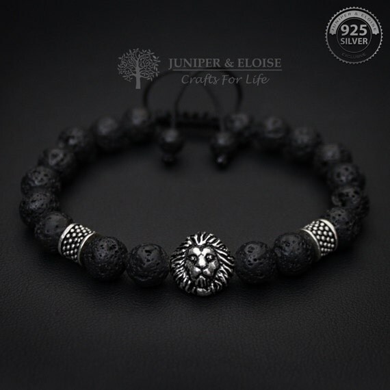 Lion Bracelet Gift For Him 925 Silver Mens Jewelry Lion King