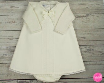 Baby girl christening gown outfit christening wedding set to the baptism white festive dress vintage baby dress