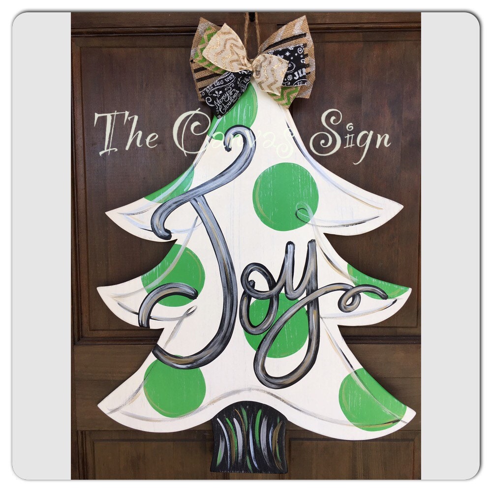 Green Polka Dot Christmas Tree Door Hanger