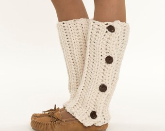 Ready To Ship! SALE / Ribbed Crochet Button Wool Leg Warmers, Crocheted Handmade Leggings, Leg Warmers, Women's Warm, Cozy Winter Accessory