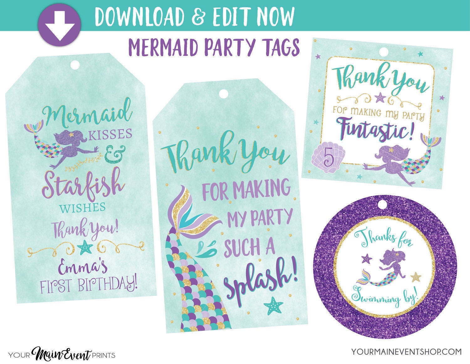 mermaid birthday tags mermaid favor tags under the sea