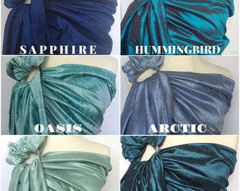 BLUES (scroll for more colors) - Ring Sling - Baby Carrier - Baby sling - Dupioni silk - Baby
