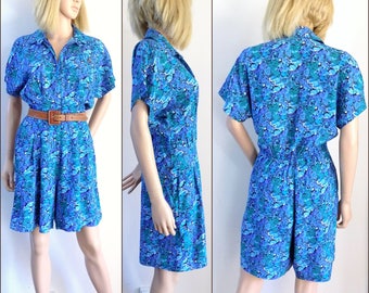 Womans blue floral romper playsuit size medium