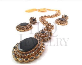 BLACK ONYX earrings and necklace Pakistani / Indian Jewelry