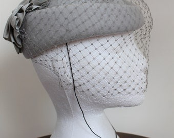 Grey Felt Hat with Veil by Kates Boutique