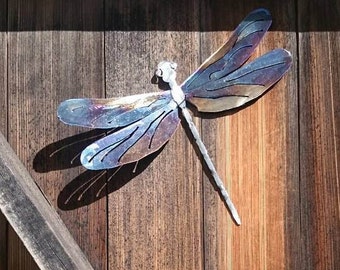 Steel Dragonfly | Whimsical Outside Wall Ornament | Garden Yard Art | Garden Ornament | Metal Art