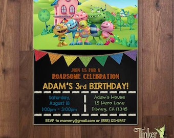 Henry Hugglemonster Birthday Party -Photo Invitation- Chalkboard Invitation - Invite - Disney Junior - Digital File - Printable