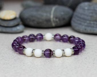Amethyst bracelet Purple bracelet Boho bracelet Fertility bracelet Balance bracelet Reiki healing bracelet Birthstone bracelet Reiki jewelry