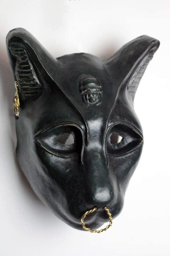 Cat Goddess Mask Bastet Black Paper Mask
