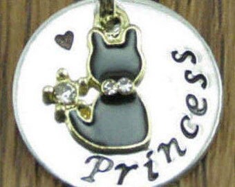Pet Id Tag/Pet Tag/Cat Id Tag/Kitty Tag/Cat Collar Tag/Personalized Pet Tag,Princess Cat/Cat Tags/Custom Pet Tag