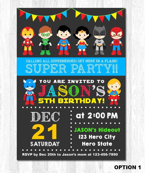 Superhero Photo Birthday Invitations 4