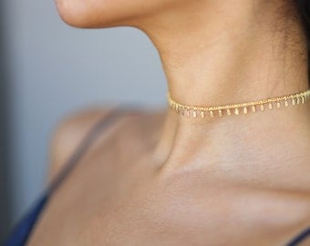 Gold Dangle Choker // Shaker Choker Necklace // Gift for her