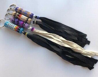 Native American,Native American Beadwork,Native American Beaded Keychain,Zuni Beadwork,Zuni Beaded Key Chain by Patsy & Armond Waikaniwa