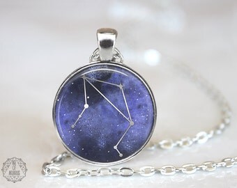Libra Constellation Pendant Necklace | Libra Necklace Constellation Jewelry Zodiac Necklace Galaxy Necklace Stars Space Astrology Watercolor