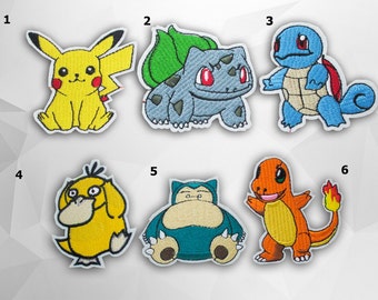 Pokemon Characters Iron on Patch(M2)-Pokemon, Pokeball, Pokemon Go Set Applique Embroidered Iron on Patch