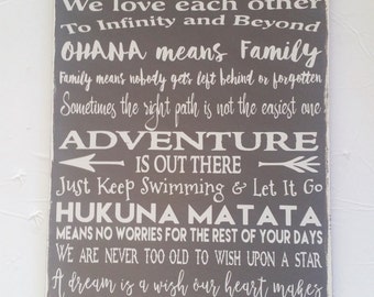 Disney Sign. In This House We Do Disney Wood Sign. This Personalized Handmade Sign is a Great Gift For Disney Fans. Let It Go, Hakuna Matata