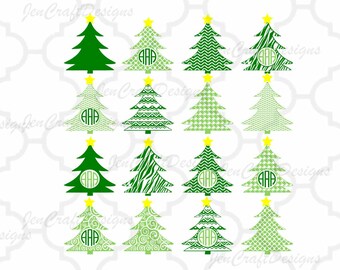 Christmas Tree svg Monogram frames svg, SVG EPS Png DXF, Cricut Design Space, Silhouette Studio, Digital Cut Files Printable