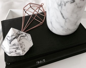 White Carrara Marble Jar with Solid Rose Gold or Gold Lid