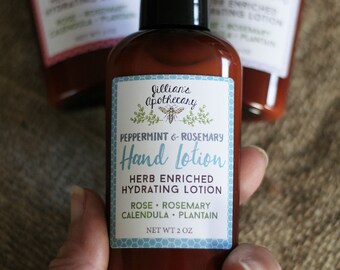 Purse Size Moisturizing Herbal Hand + Body Lotion with Organic Ingredients, for Dry Skin and Hands - 2 oz purse sized