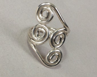 Sterling Silver Scroll Filigree Ring Size 8