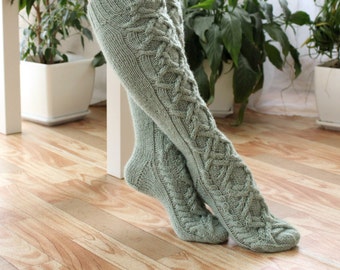 Wool socks Boot socks Womens socks Knee high socks Womens wool socks Winter socks Warm socks Cable knit socks Knee high boot socks