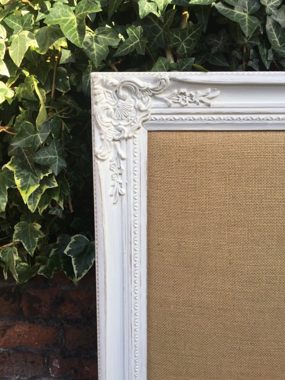 BURLAP WEDDING BOARD - Wedding Planner Board - Shabby Chic Style Notice Board - Framed Burlap Message Board - Hessian Board - Jute Board