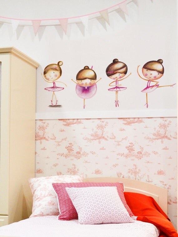 Wall decals nursery Baby girl Ballerina wall art Ballet Pink