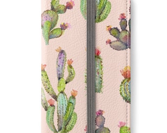 iPhone 6 Wallet, iPhone 6s Wallet, iPhone 6 Plus Wallet, iPhone 6s Plus Wallet, Cactus iPhone Wallet Case, Girlfriend Gift