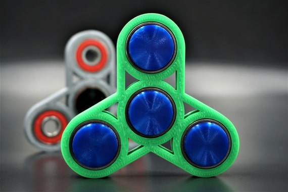 Fidget Spinner Four Bearing Star Frame with Center Caps 3D