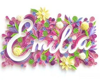 Custom Name Art / Framed Name Art / Quilling Art/ Nursery decor / Wall decor / Nursery Hanging/personalized decor