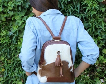 cowhide backpack purses