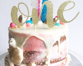 One Cake Topper • Birthday Cake Topper • Gold Glitter Topper • Smash Cake Topper • Number Cake Topper • First Birthday