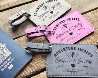Personalized Luggage Tags, Engraved Luggage Tags, Mr and Mrs Luggage Tags, Custom Leather Luggage Tags, Custom Luggage, Honeymoon Luggage