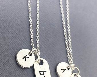 Set of 2 Custom BFF necklace, best friend charm necklace, best friends forever, personalized,monogram BFF,friendship, custom bff jewelry