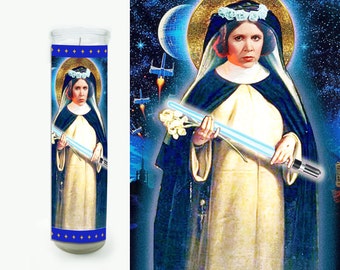 Carrie Fisher Prayer Candle - Princess Leia Candle - Memorial Candle - Fan Art