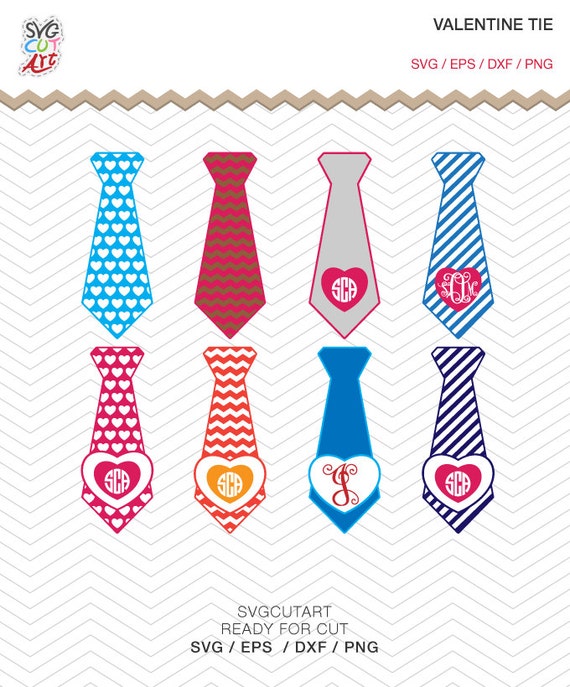 Download Valentine Boy Tie with Heart Monogram SVG DXF PNG eps Cricut