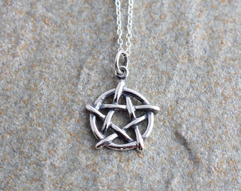 Sterling Silver Pentagram Necklace, Silver Pentagram Pendant, Silver Pagan Necklace, Silver Pagan Pendant, Gothic Pentagram, Pagan Jewelry