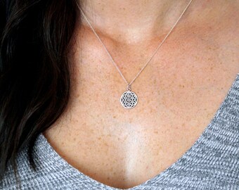 Sterling Silver Flower of Life Necklace, Sacred Geometry Pendant, Flower of Life Pendant, Flower Pendant, Yoga Jewellery,Spiritual Jewellery