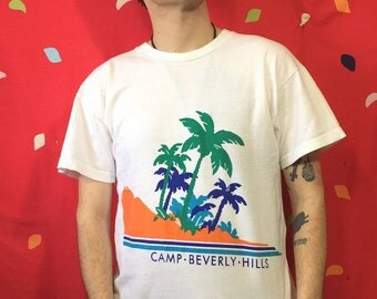 Camp Beverly Hills Shirt 80s Thin Soft Tee One Size Fits All Rocker