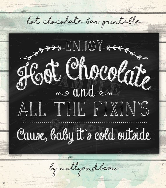 Hot Chocolate Bar Printable Hot Chocolate Sign Hot Cocoa Bar