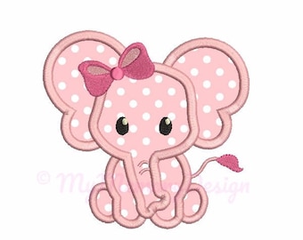 Elephant applique design - Elephant embroidery - Baby embroidery - Machine embroidery file - pes hus jef vip vp3 xxx dst exp - 3 sizes