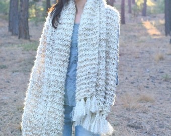 Sedona Serenity Shawl Pattern, Easy Knit Shawl Pattern, Blanket Scarf Pattern, Beginner Knitting Pattern, Simple Shawl, White Shawl, Cream