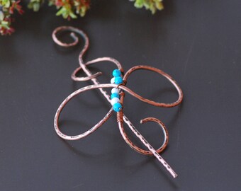 Hair Barrette Bun Holder Wire Wrap Hair Slide Gift For Her Big Hair Antique Brass Hair Slide Shawl pin Womens gift For her Scarf Clip