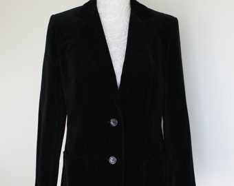 Blouson Velours Vintage Années 70 - Taille 36 - Bleu Marine - VOG - Occasion Très Bon état