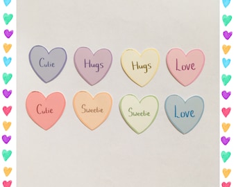 Heart stickers / kawaii stickers / love heart stickers / cute stickers / sticker flakes / sticker packs